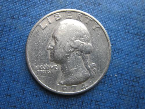 Монета квотер 25 центов США 1974