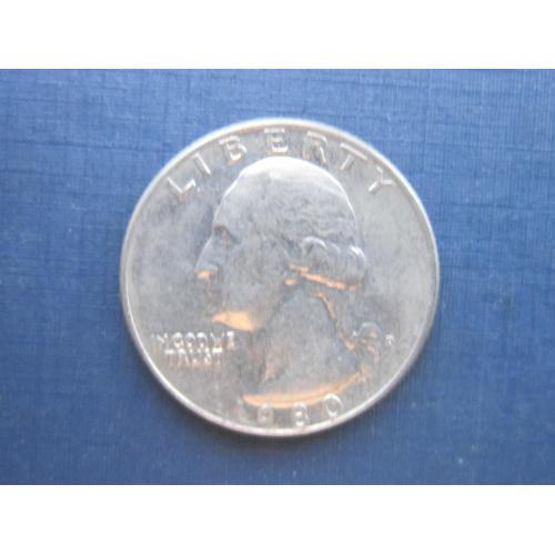 Монета квотер 25 центов США 1980 D