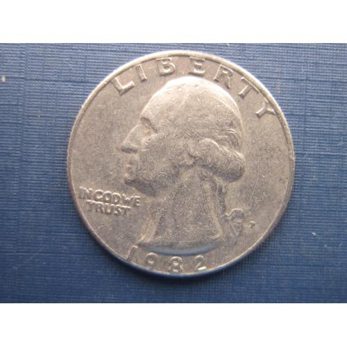 Монета квотер 25 центов США 1982 Р