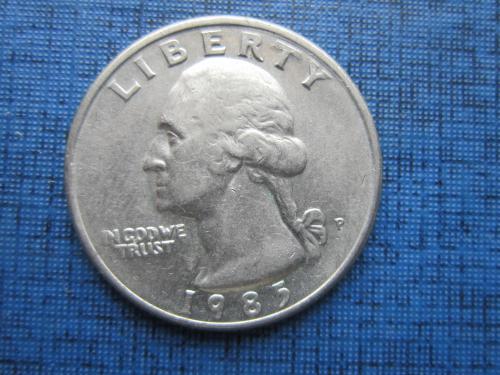 Монета квотер 25 центов США 1985-Р