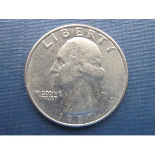 Монета квотер 25 центов США 1987 Р