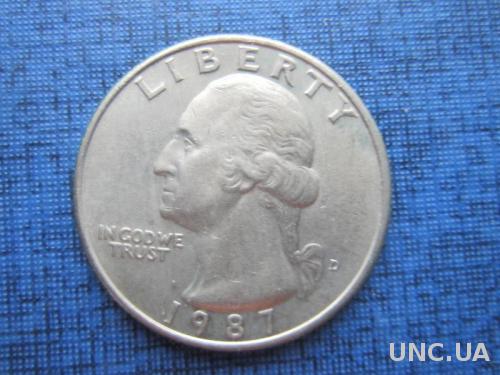 Монета квотер 25 центов США 1987
