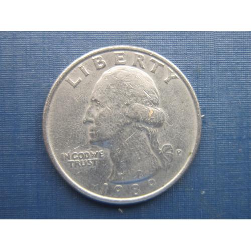 Монета квотер 25 центов США 1989 Р