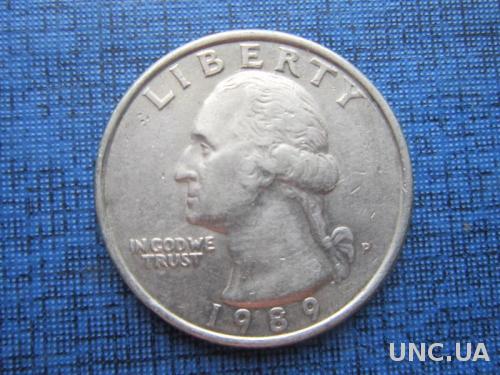 Монета квотер 25 центов США 1989
