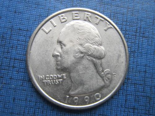 Монета квотер 25 центов США 1990-D