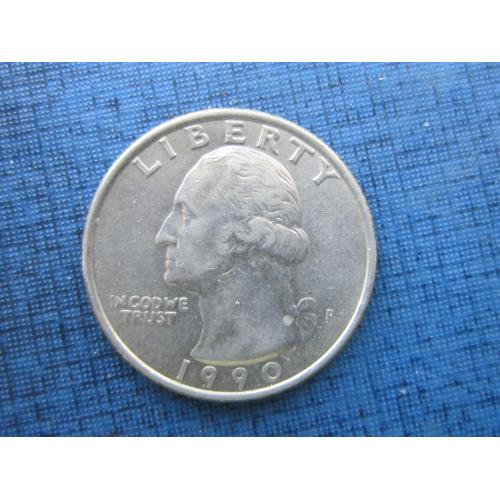 Монета квотер 25 центов США 1990-Р