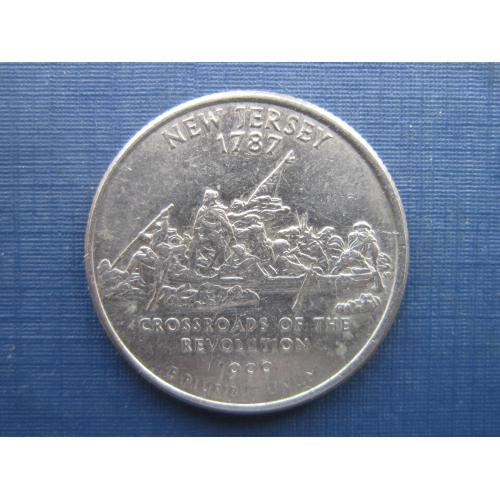 Монета квотер 25 центов США 1999 D Нью-Джерси корабль лодка