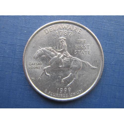 Монета квотер 25 центов США 1999 Р Делавер фауна лошадь конь