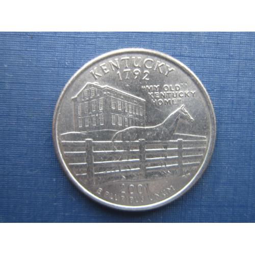 Монета квотер 25 центов США 2001 Р Кентукки фауна лошадь конь