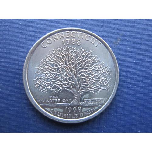 Монета квотер 25 центов США 1999 Р Конектикут