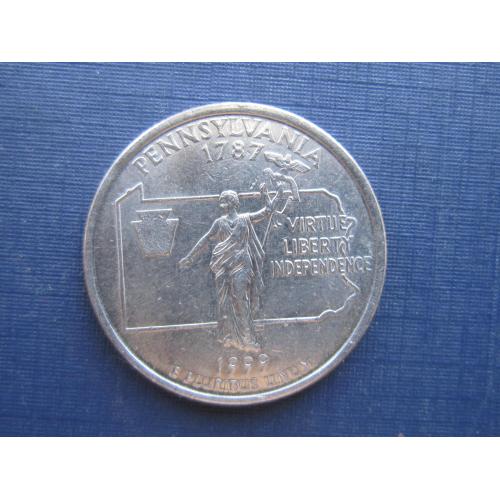 Монета квотер 25 центов США 1999 Р Пенсильвания