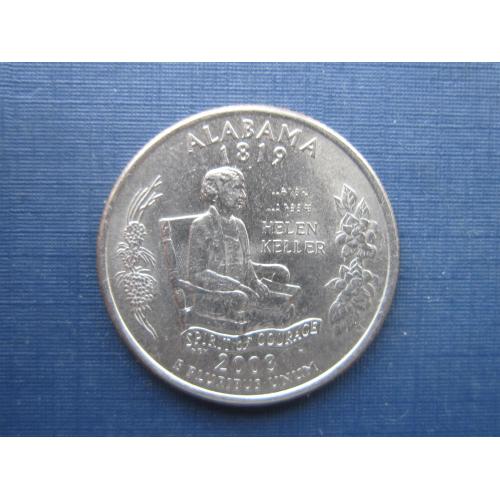 Монета квотер 25 центов США 2003 Р Алабама