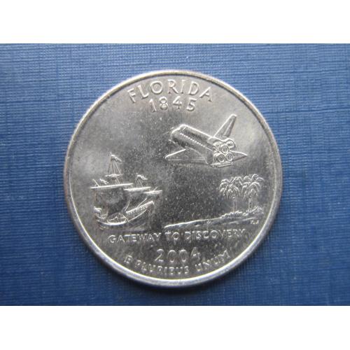 Монета квотер 25 центов США 2004 D Флорида космос шатл корабль парусник