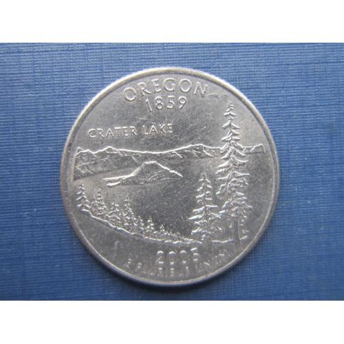 Монета квотер 25 центов США 2005 D Орегон