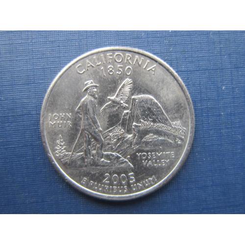 Монета квотер 25 центов США 2005 Р Калифорния фауна птица