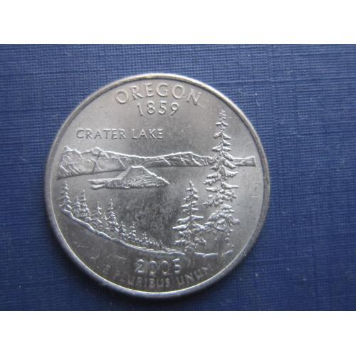 Монета квотер 25 центов США 2005 Р Орегон