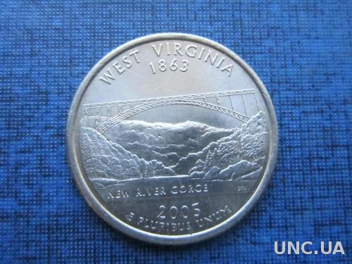 монета квотер 25 центов США 2005 Р Западная Вирджиния
