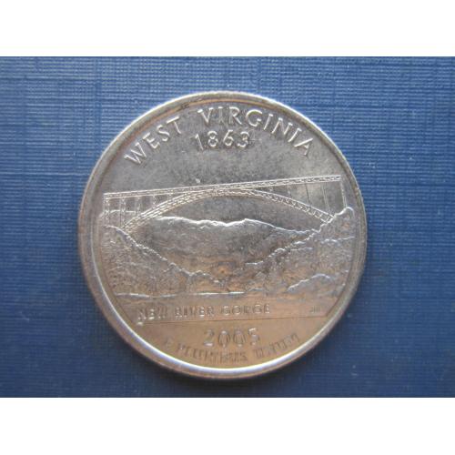Монета квотер 25 центов США 2005 Р Западная Вирджиния