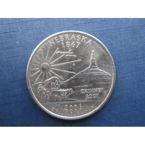 Монета квотер 25 центов США 2006 D Небраска повозка фауна быки волы