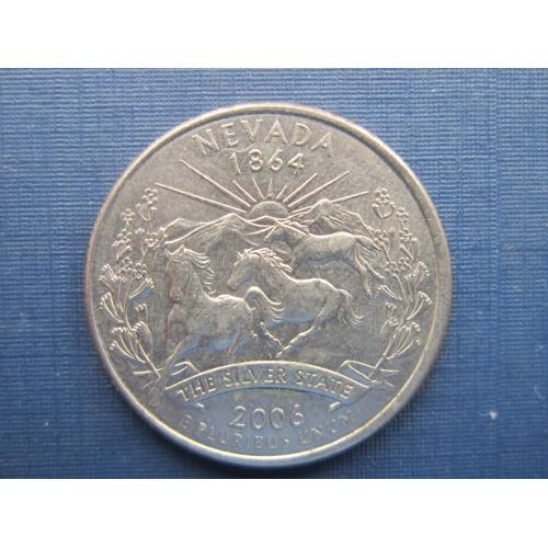 Монета квотер 25 центов США 2006 D Невада фауна лошади кони