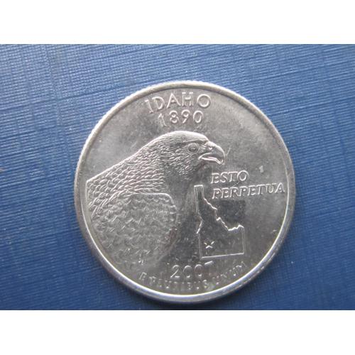 Монета квотер 25 центов США 2006 Р Айдахо фауна птица