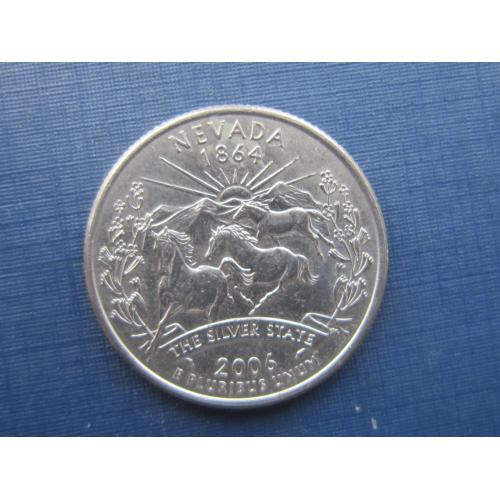 Монета квотер 25 центов США 2006 Р Невада фауна лошади кони