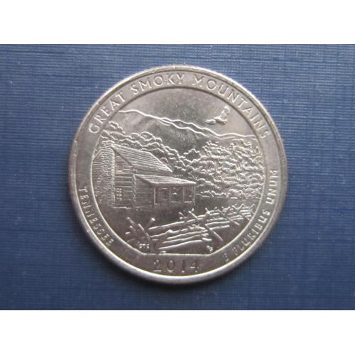 Монета квотер 25 центов США 2014 Р 21 парк Грейт-Смоки-Маунтинс Теннесси