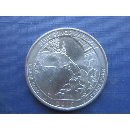Монета квотер 25 центов США 2015 Р Автомагистраль Блу Ридж Северная Каролина