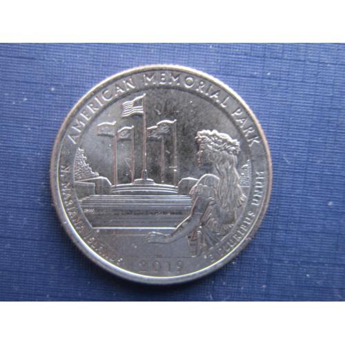 Монета квотер 25 центов США 2016 D 47-й парк Мемориальный Американский Северные Марианские острова