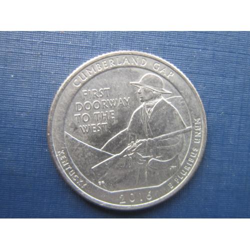 Монета квотер 25 центов США 2016 Р 32-й парк Камберленд-Гэп Кентукки охота
