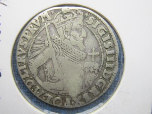 Монета орт 1/4 часть таллера Польша 1624 Сигизмунд III серебро
