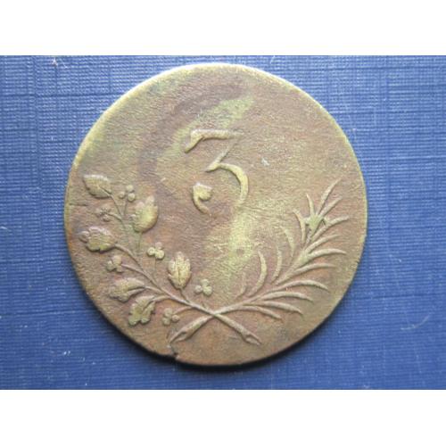 Монета счётный жетон 3 пфеннига Германия