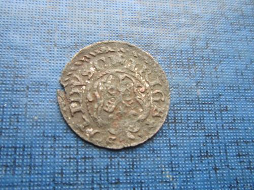 Монета солид Рига Кристина королева Швеции 1640-е хороший