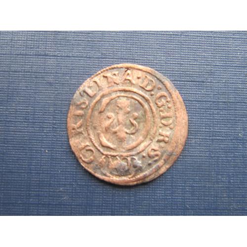 Монета солид Швеция 1645 Кристина Ваза серебро билон хорошая