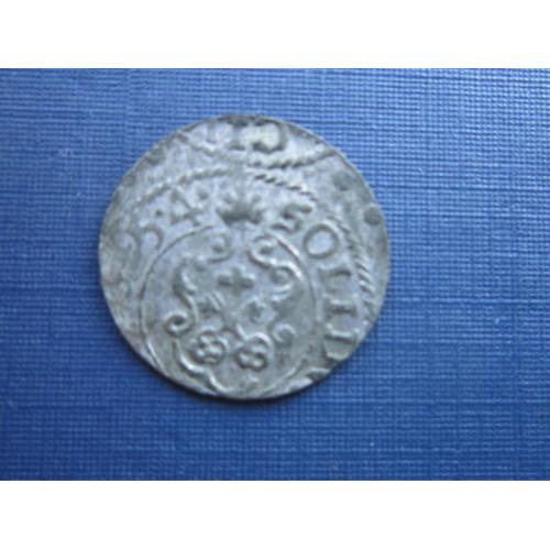 Монета солид Шведская оккупация Риги 1654 Кристина серебро состояние сдвиг
