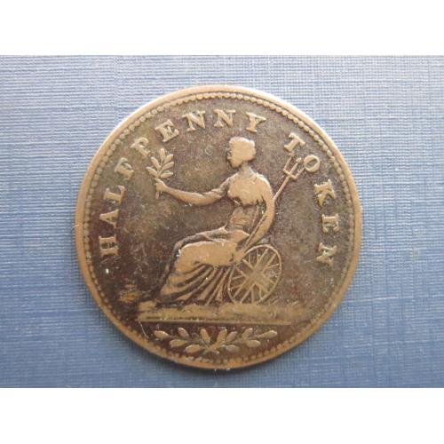 Монета токен 1/2 пенни Канада 1813 Фельдмаршал Веллингтон без даты малые буквы