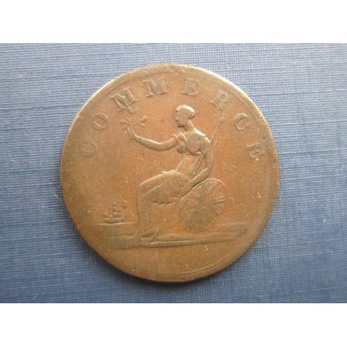 Монета токен 1/2 пенни Канада 1813 Маркиз Веллингтон с датой Commerce редкий
