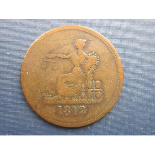 Монета токен 1/2 пол пенни Канада 1812 Томас Холлидей двойной венок