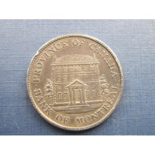 Монета токен 1/2 пол пенни Канада Монреаль 1844 надпись на ленте Bank of Montreal состояние