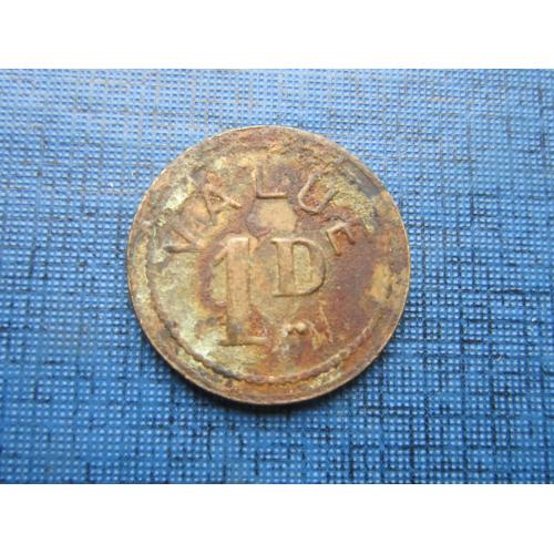 Монетовидный жетон токен 1 пенни Старая Великобритания Англия Клоун