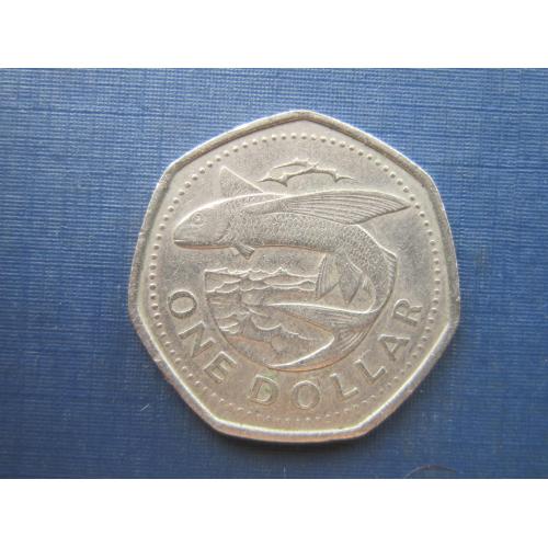 Монеты 1 доллар Барбадос 1988 фауна рыба летающая