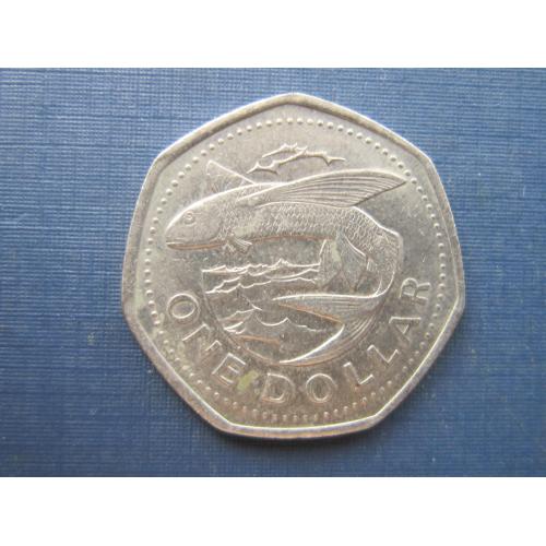 Монеты 1 доллар Барбадос 1989 фауна рыба летающая