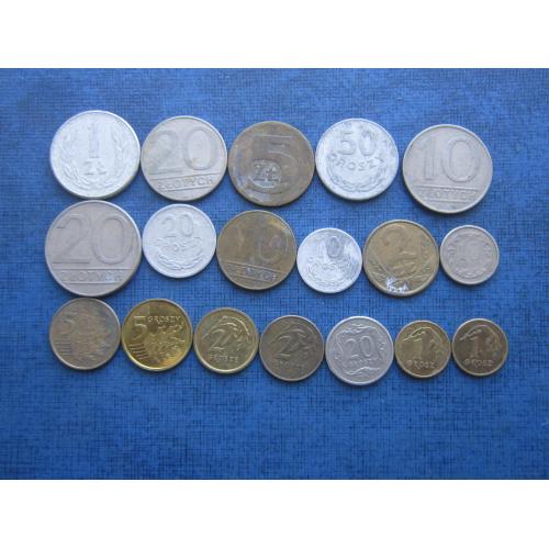 Набор 18 монет Польша все разные одним лотом хорошее начало коллекции