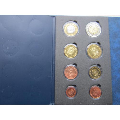 Набор монет 8 штук Андорра 2003 Проба Европроба большого размера капсулы UNC