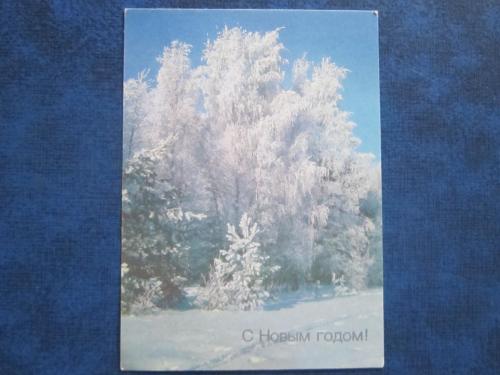 открытка С Новым Годом! Зимний лес 