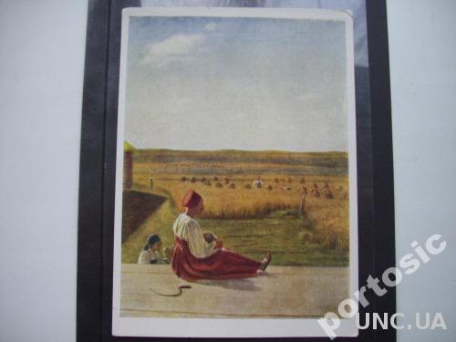 открытка СССР 1959 Венецианов На жатве. Лето