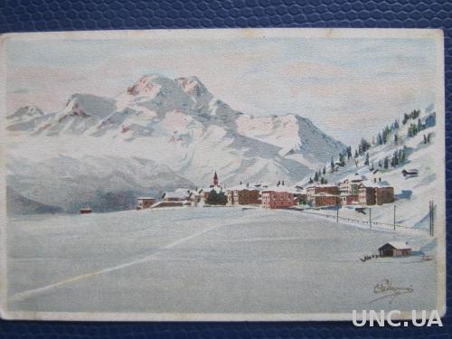Открытка старая Альпы Швейцария 1945 открытое письмо
