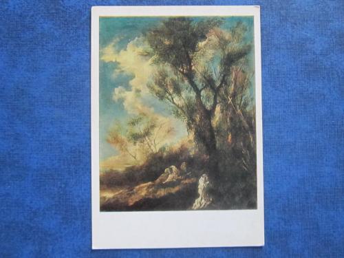 открытка живопись Алессандро Маньяско Отшельники под деревом
