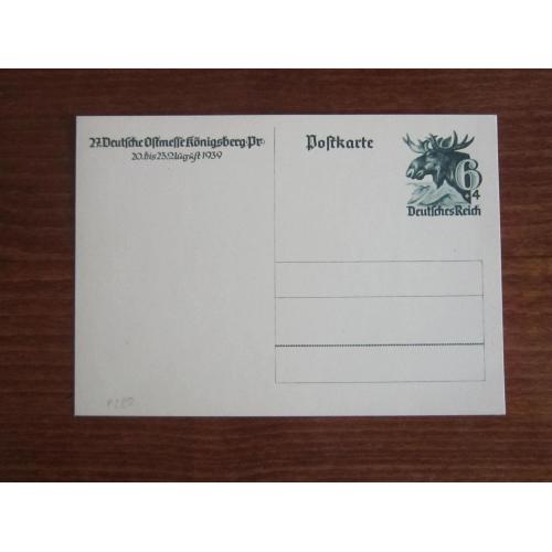 Почтовая карточка с оригинальной маркой Германия Рейх 1939 фауна лось