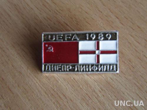 значок футбол Днепр-Линфилд 1989 УЕФА
